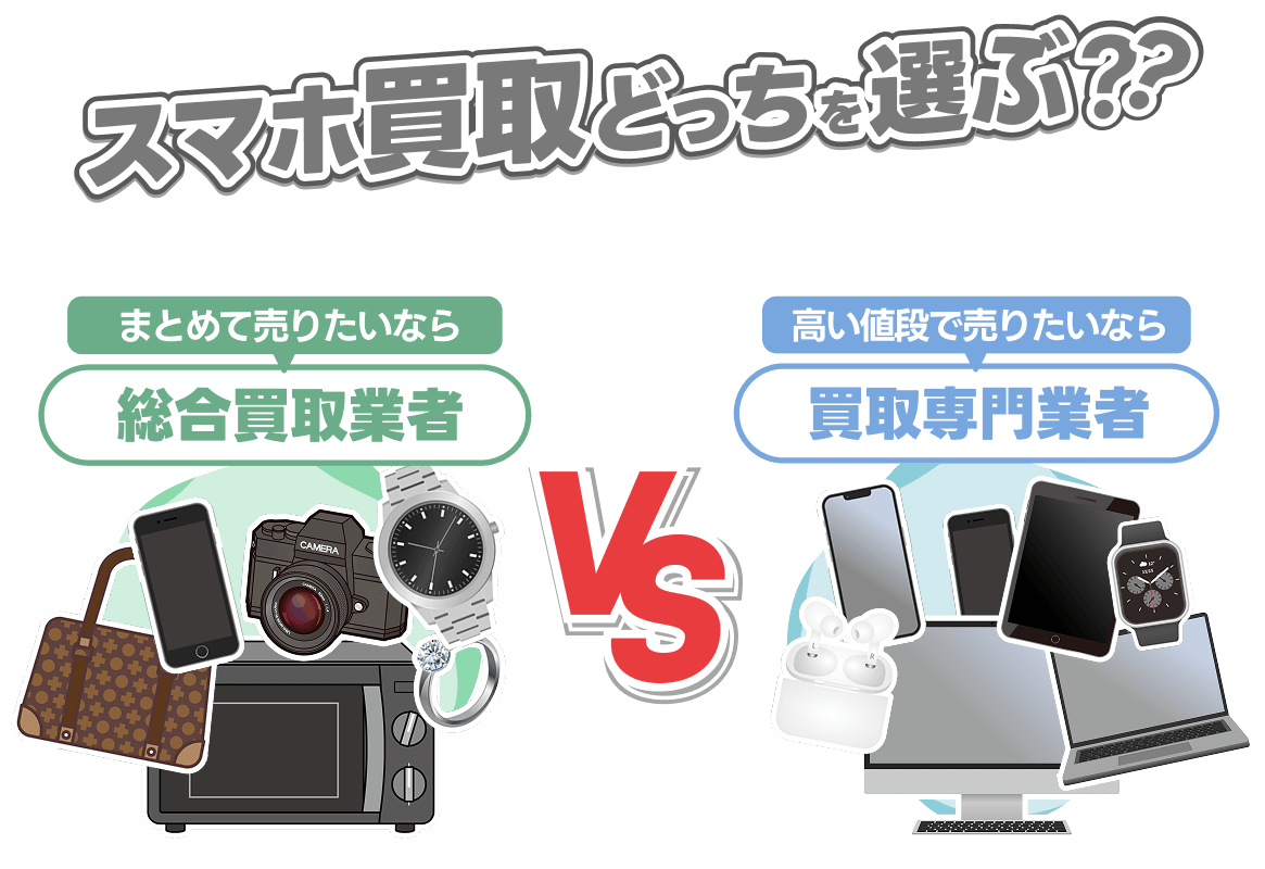 スマホ買取業者比較 総合買取業者 買取専門業者